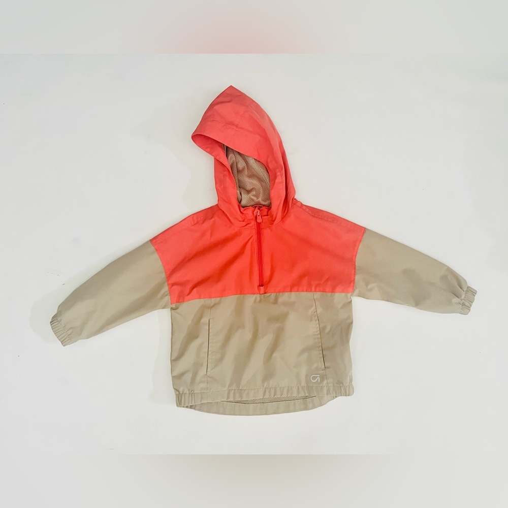 Boys Gap coral and khaki block colored pullover jacket size 3T
